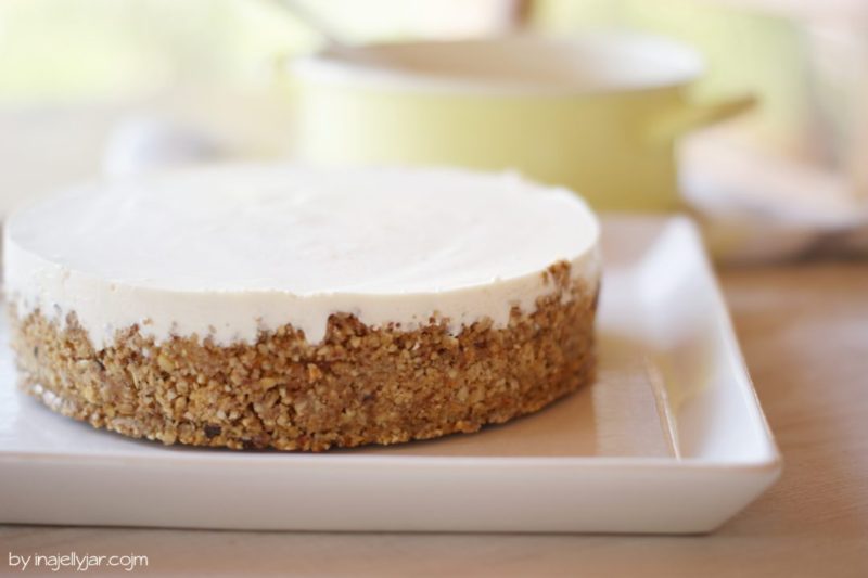 Rezept für Birnen-Cheesecake mit Soja-Karamell – ohne backen!