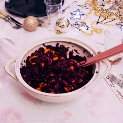 rotkohl-salat mit mango