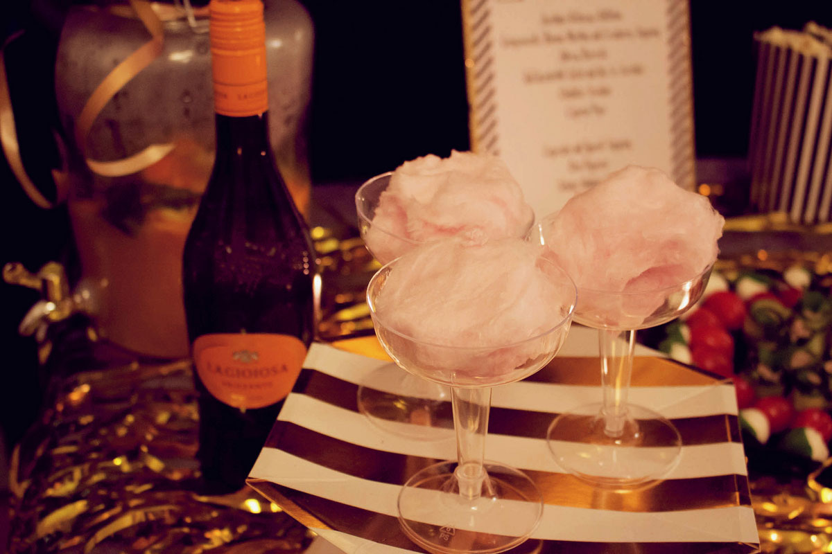 zuckerwatte mit champagner oder prosecco